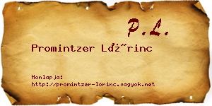 Promintzer Lőrinc névjegykártya
